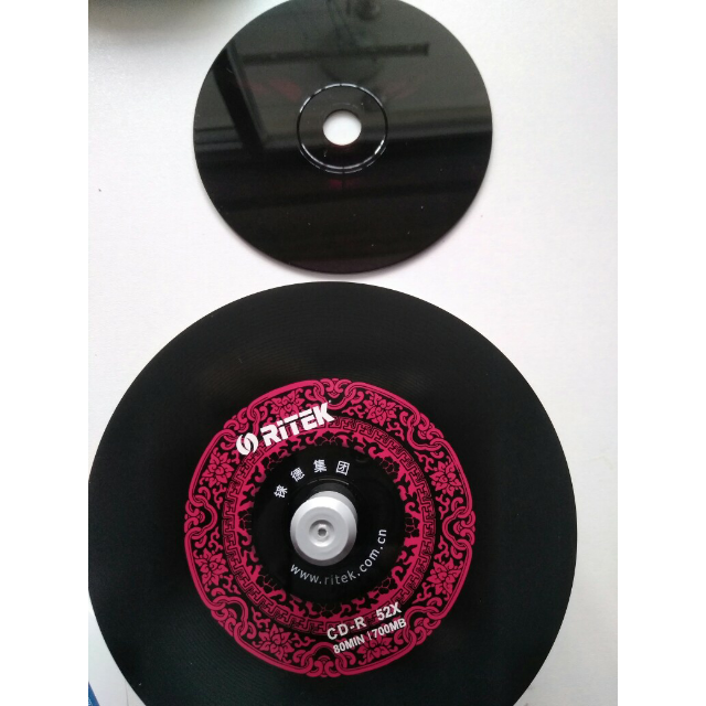 铼德ritek黑胶音乐cd刻录盘中国红52速cdr700m空白光盘50片桶装刻录盘