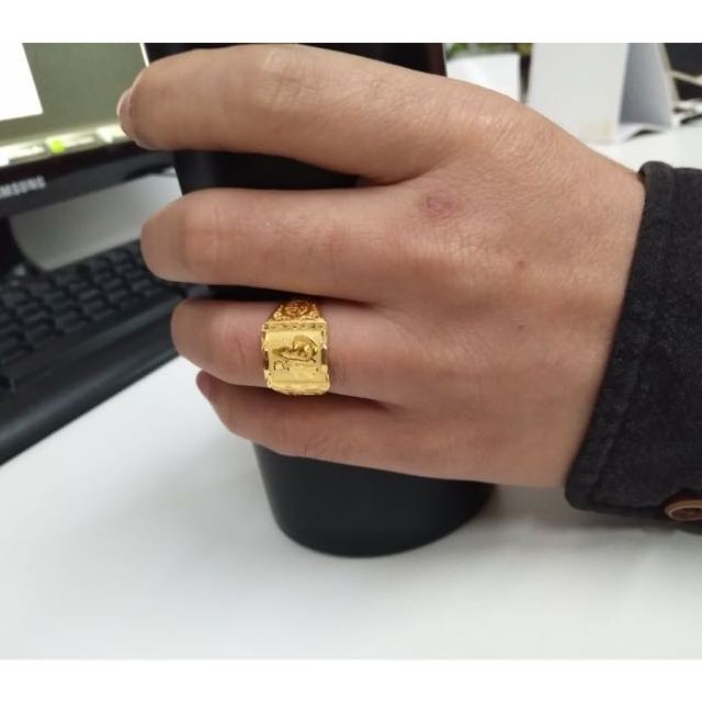 zsk珠宝 黄金戒指男 福字男士戒指 男款黄金戒指足金戒指 活口可调节