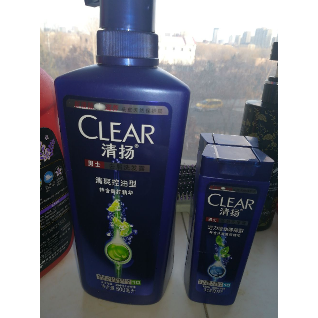 > 清扬男士去屑洗发水清爽控油型500ml 100ml*2瓶洗发露商品评价 >