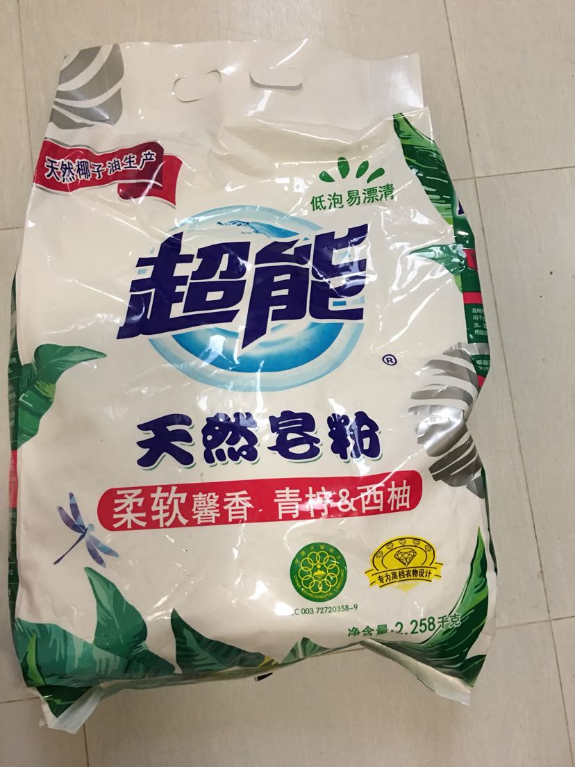 我用一直就用的超能皂粉没有沫子也很下脏,苏宁易购送货上门,避免去