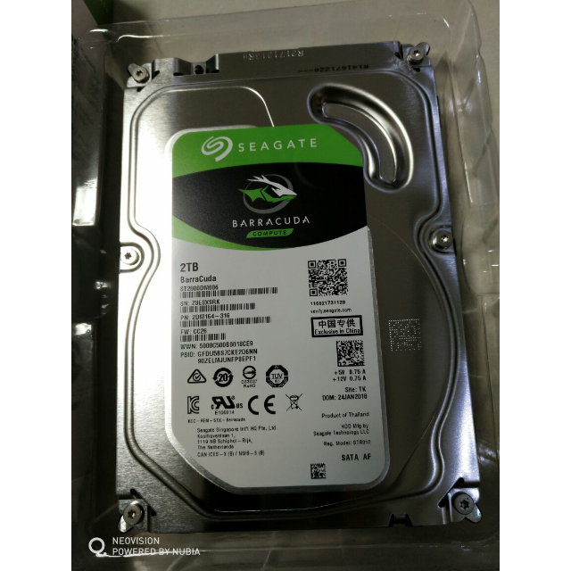 希捷(seagate)st2000dm006酷鱼2tb 7200转64m sata3 台式机械硬盘