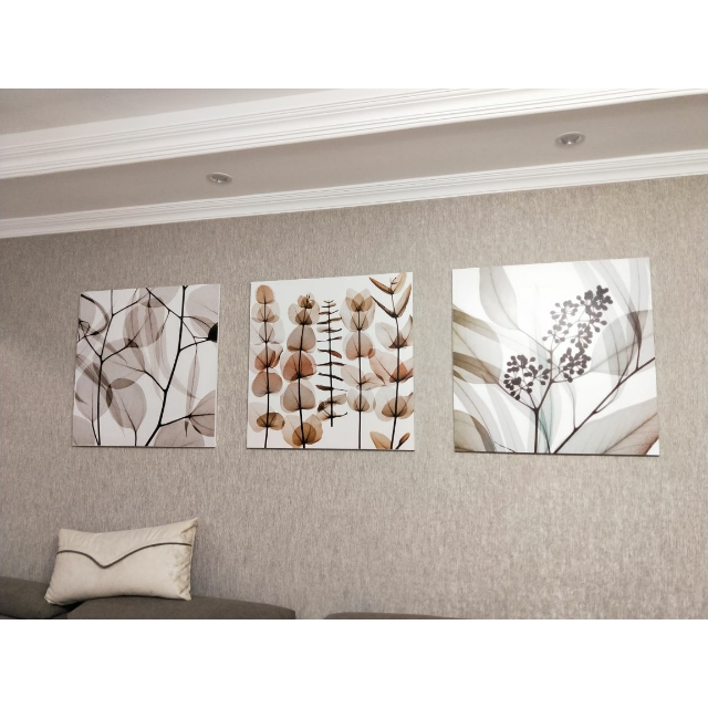 发财树客厅装饰画现代简约三联画无框画沙发背景墙画卧室壁画挂画