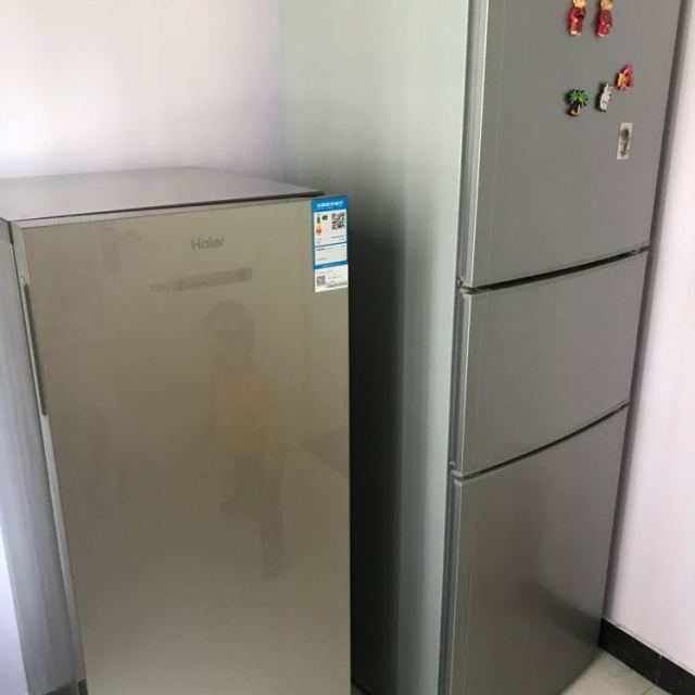 海尔(haier)bd-152wg 152l家用小冰柜 立式冰柜 侧开门冷柜 风冷无霜