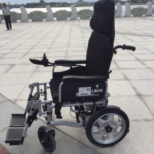 上海贝珍电动轮椅车bz64026302全躺轮椅可折叠老人残疾人带坐便6402款