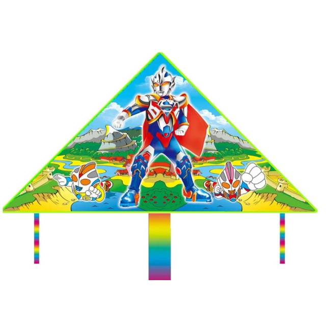 悦臻儿童卡通奥特曼长尾彩虹风筝微风易飞卡通风筝户外玩具儿童5678岁