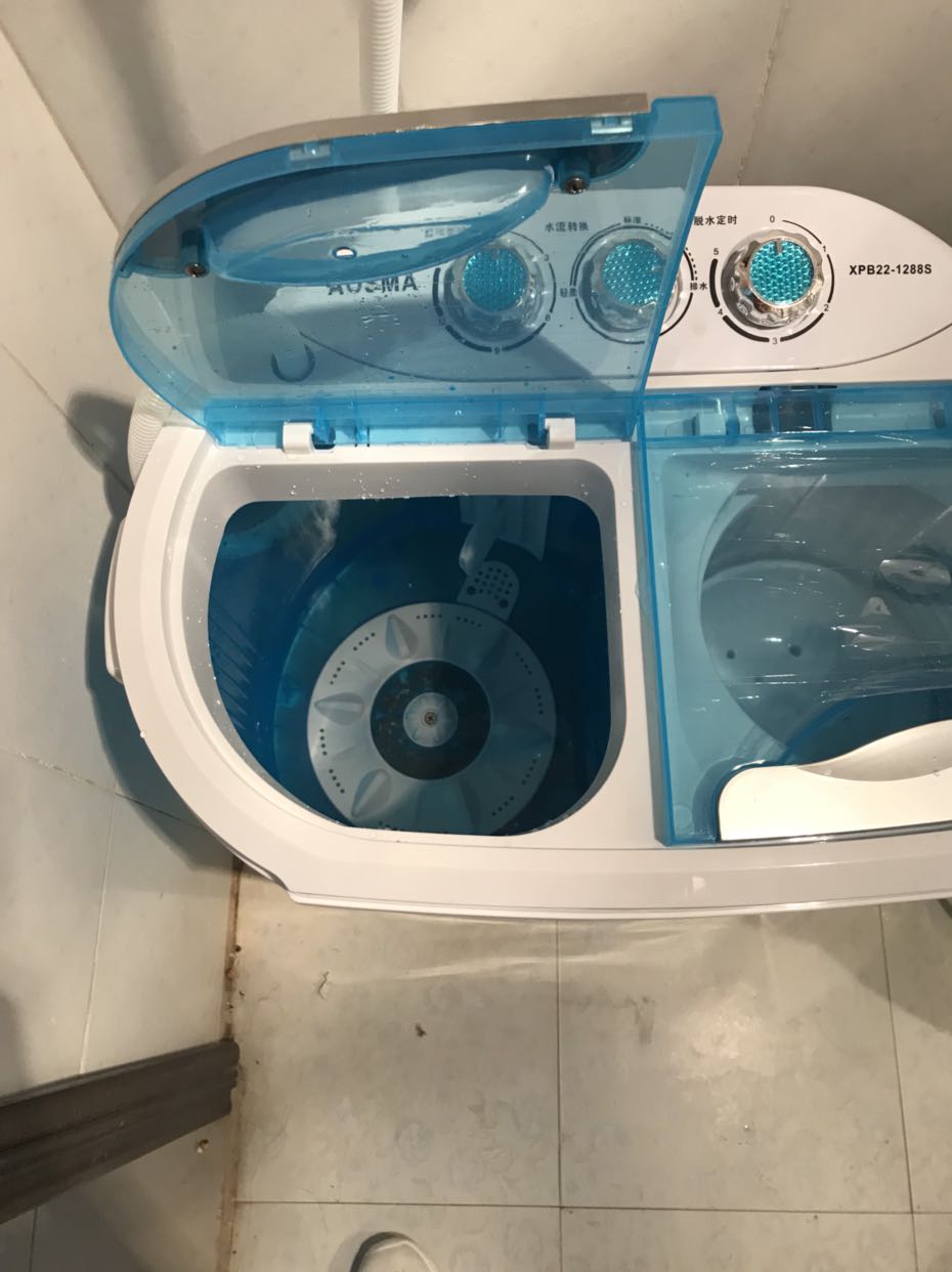 2公斤透明蓝色双桶小型半自动迷你洗衣机带甩干带脱水两用晒单图