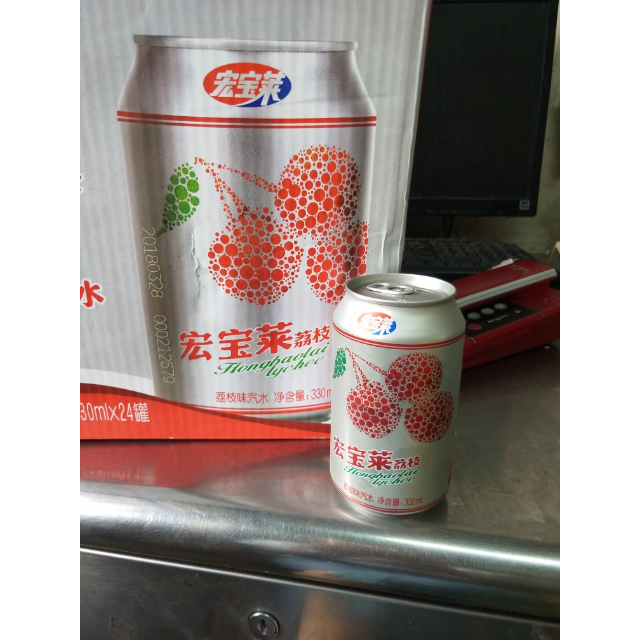 宏宝莱碳酸饮料荔枝味荔枝汽水330ml24听整箱