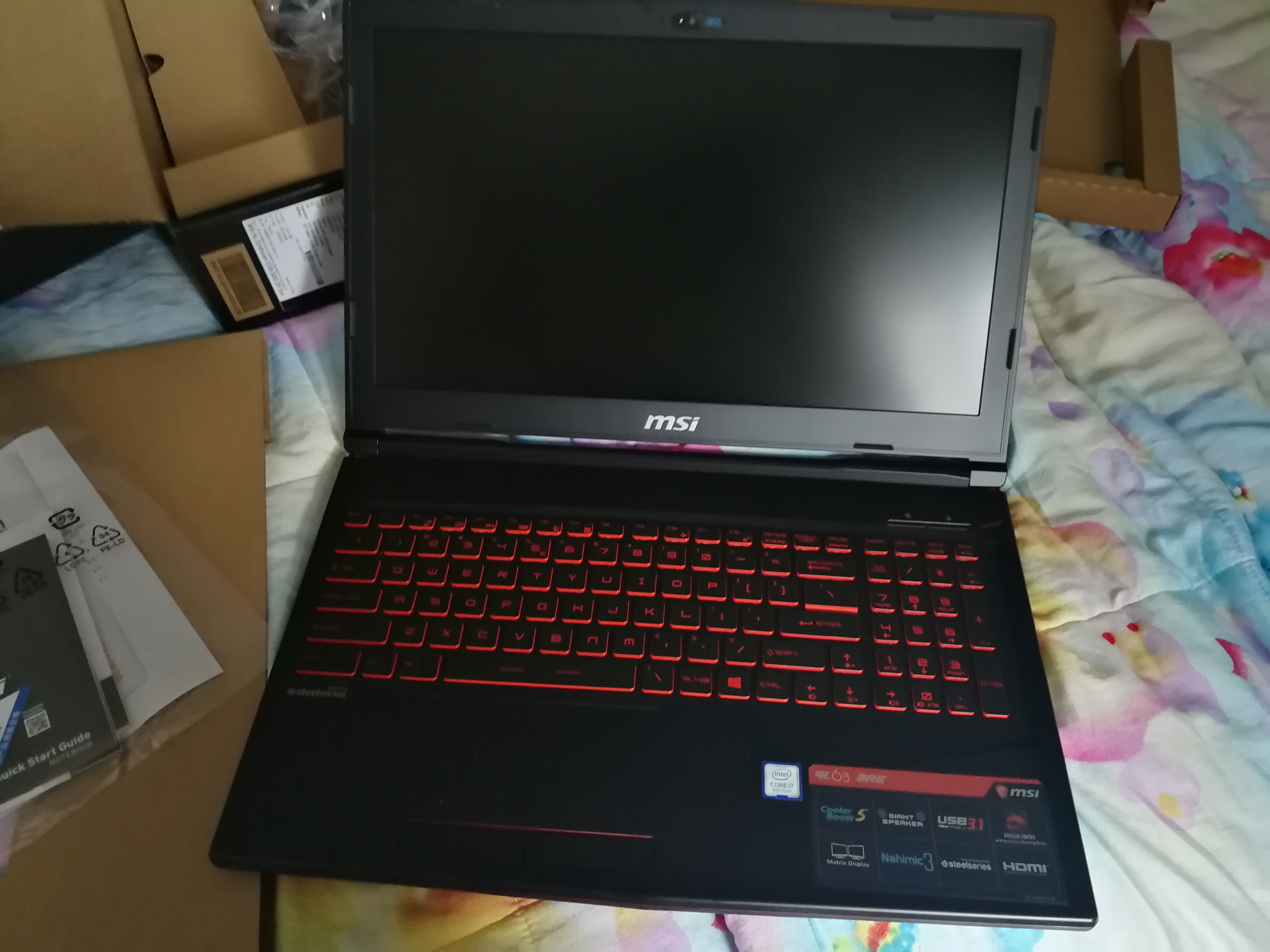 msi/微星gl63 8re-417cn 酷睿8代 i7 gtx 1060 6g独显吃鸡游戏本手提