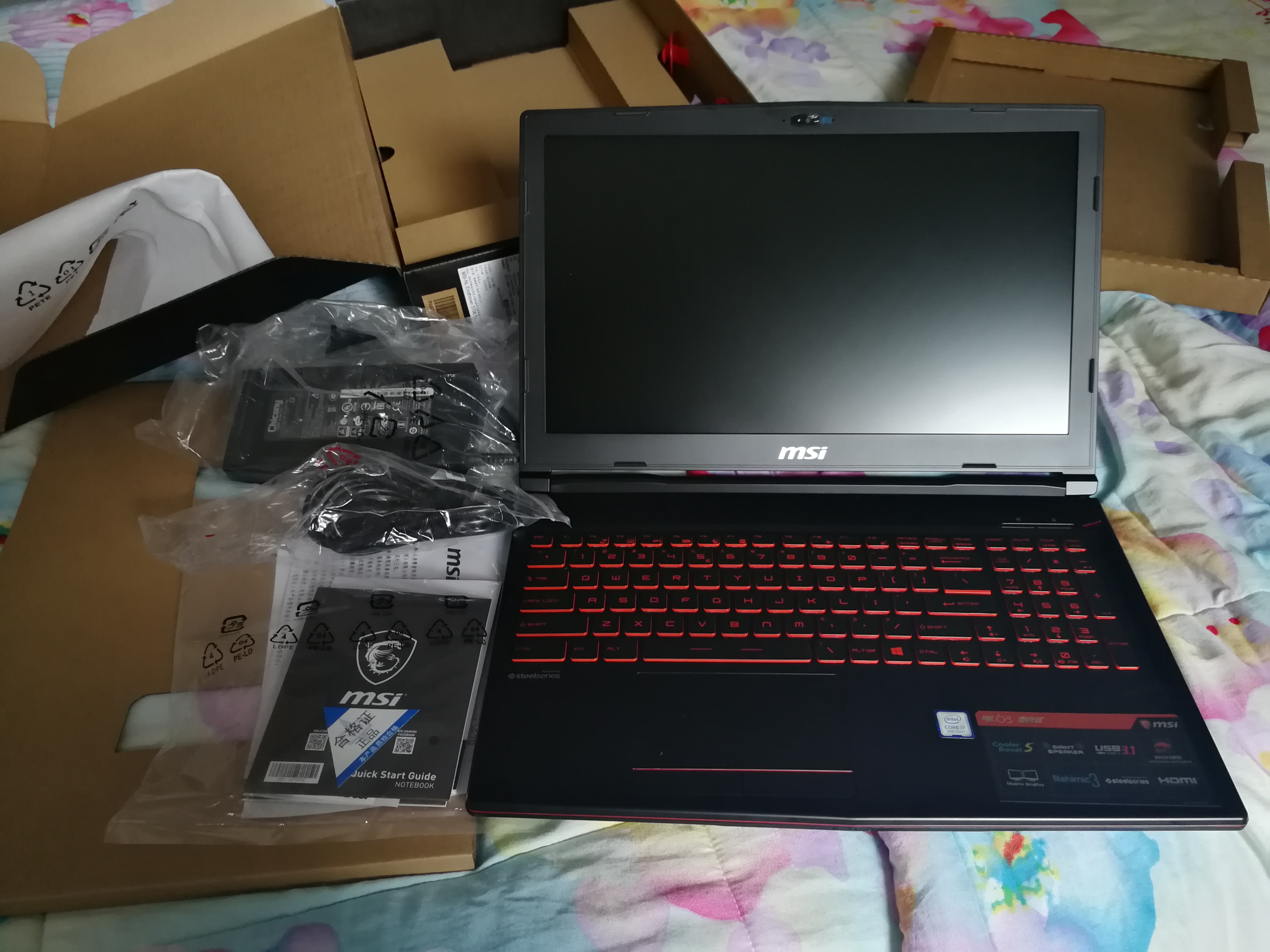 msi/微星gl63 8re-417cn 酷睿8代 i7 gtx 1060 6g独显吃鸡游戏本手提