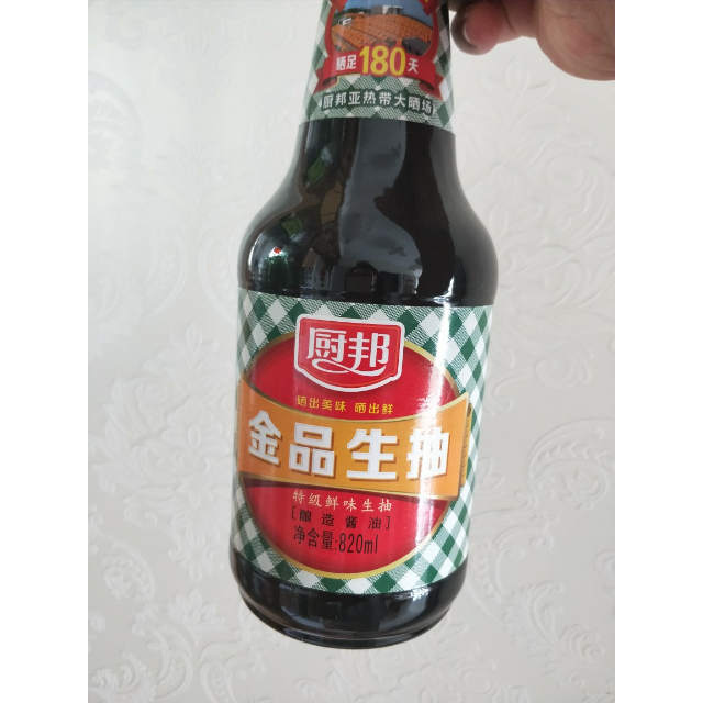 厨邦金品生抽820ml特级酱油非转基因黄豆酿造厨房调料调味品