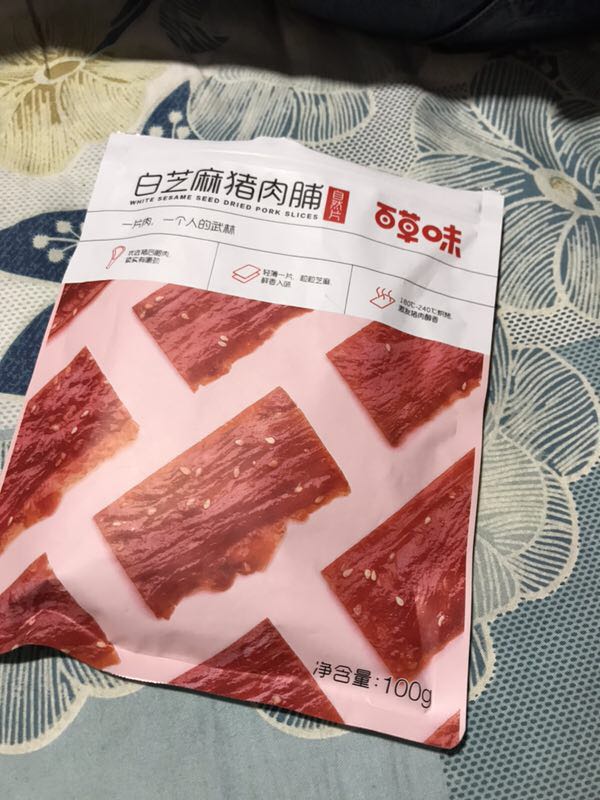 百草味 肉类零食 精制猪肉脯香辣味方形片 100g 猪肉干熟食休闲零食