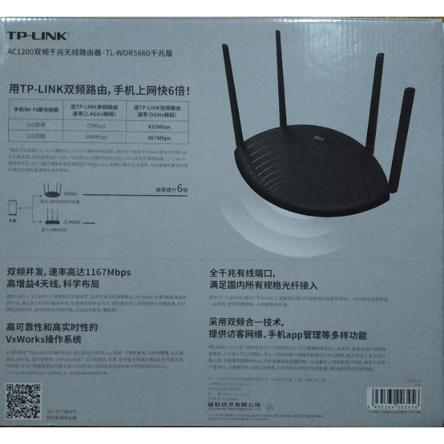 tplinkac1200双千兆无线路由器家用高速穿墙双频wifi千兆端口tlwdr