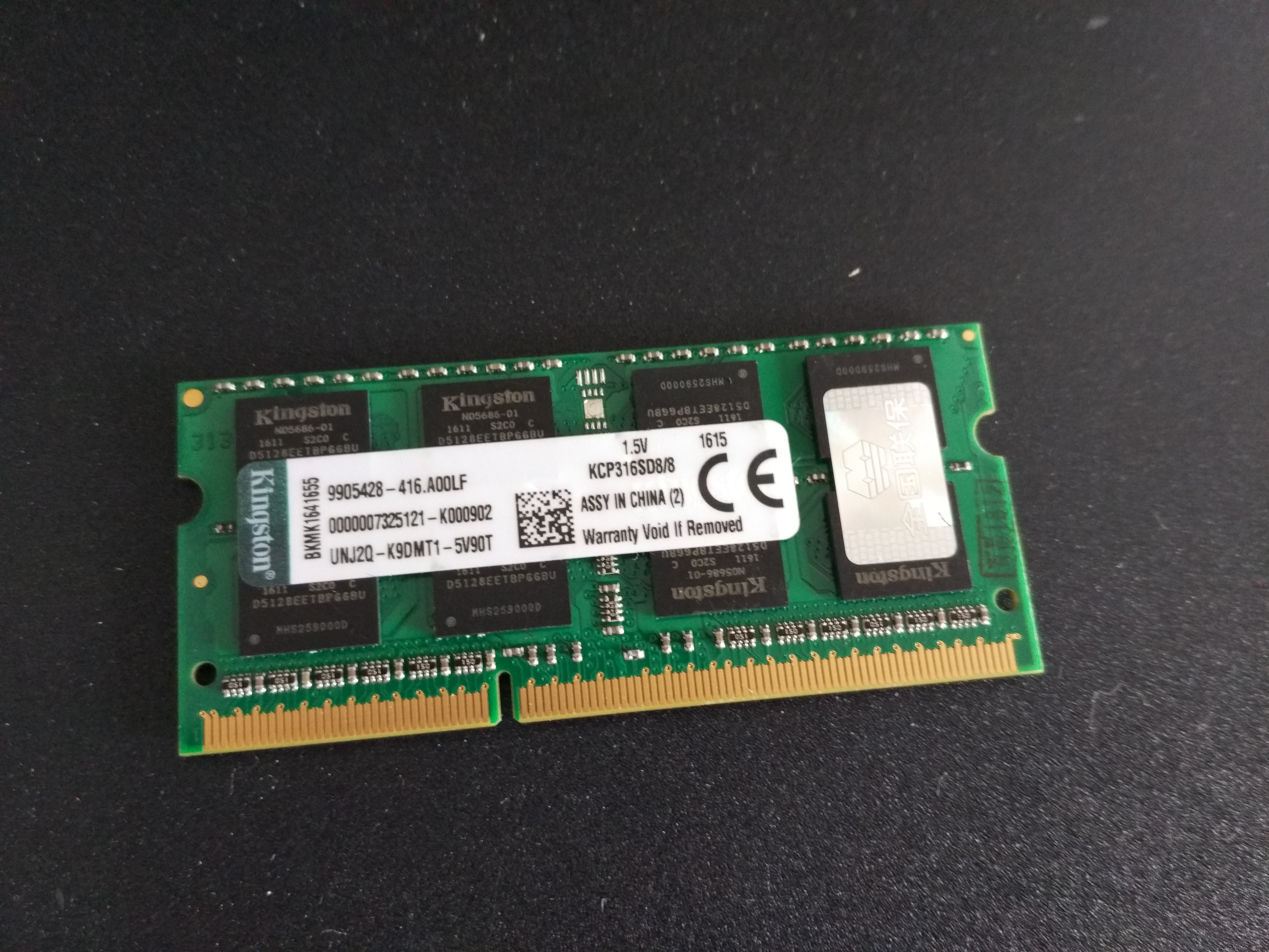 金士顿(kingston)8g ddr3 1600 笔记本内存条 标压 1.