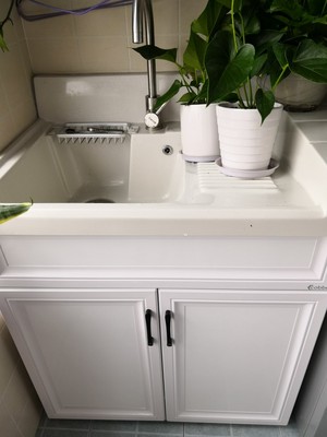 卡贝(cobbe)太空铝浴室柜一体阳台洗衣机柜子带搓板台盆柜组合洗衣柜