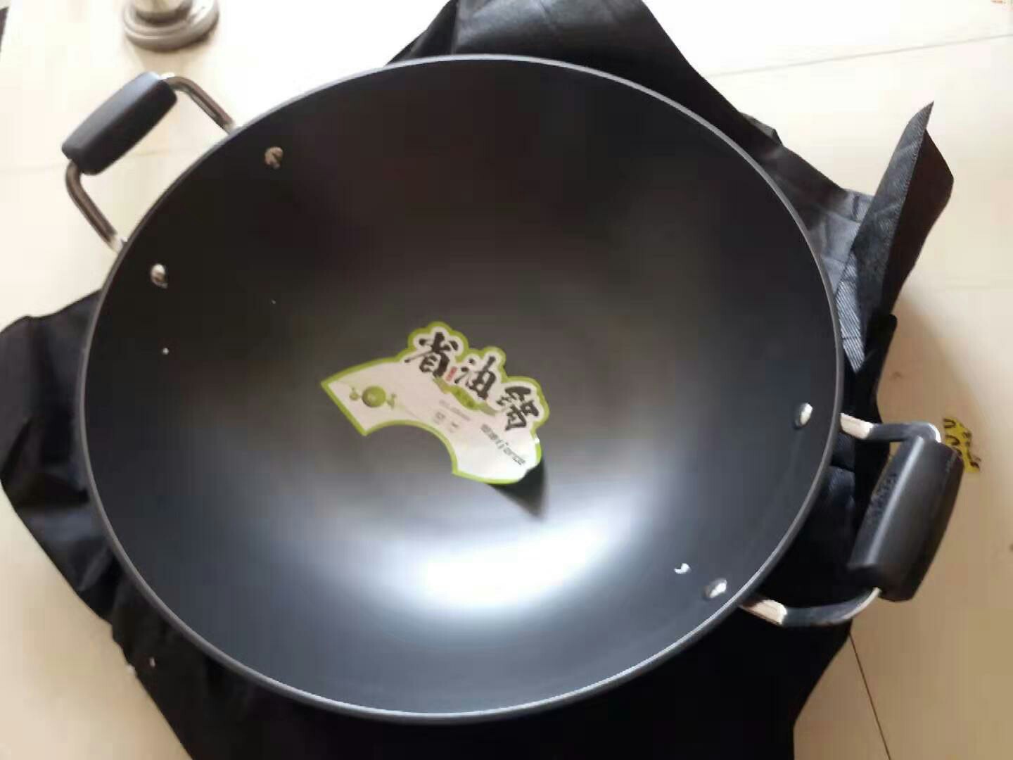 恒德铸铁炒锅无涂层健康不生锈老式 尖底双耳铁锅家用炒菜锅 锅口直径