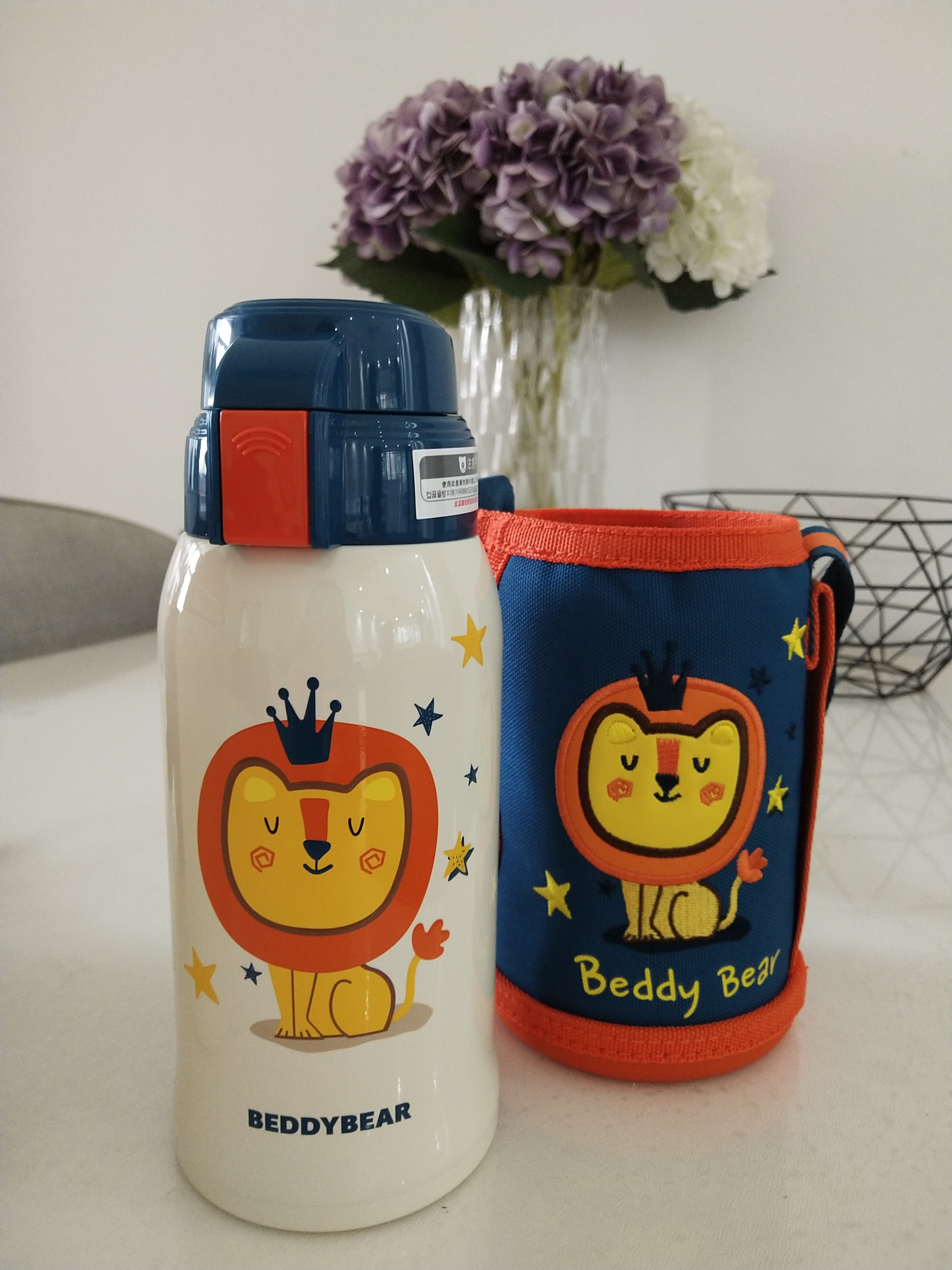 3d浮雕狮子款杯具熊beddybear儿童保温杯带吸管儿童水杯316不锈钢宝宝