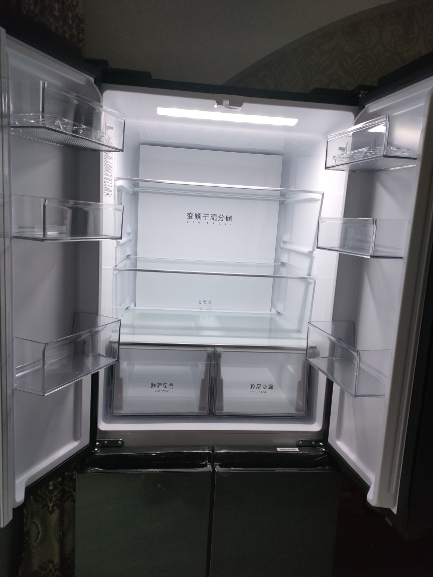 【苏宁智选】海尔(haier)405l多门电冰箱 十字对开门风冷无霜双变频