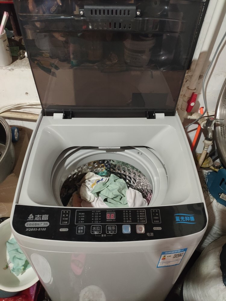 志高(CHIGO)XQB120-8189 8.5KG洗衣机全自动小型家用波轮大容量迷你洗脱一体租房宿舍 蓝光洁衣晒单图