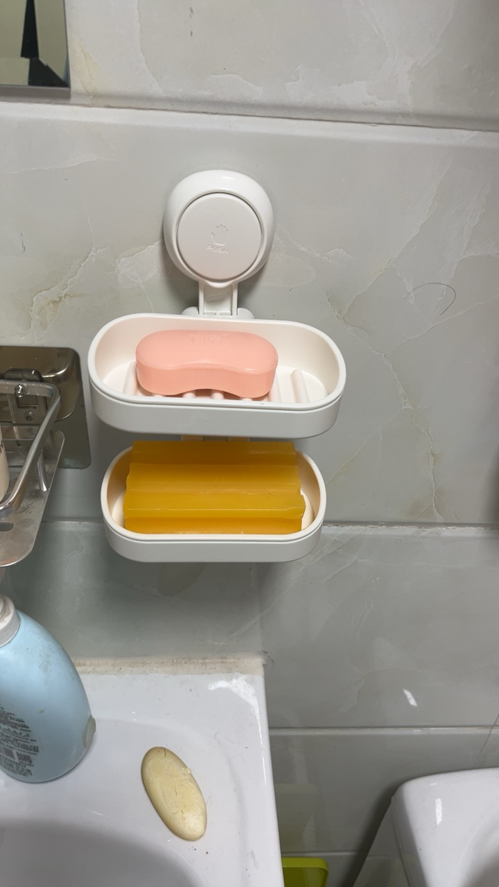 太力 浴室强力吸盘肥皂盒 免打孔壁挂式双层沥水香皂盒 便携肥皂架 新款双层香皂盒晒单图