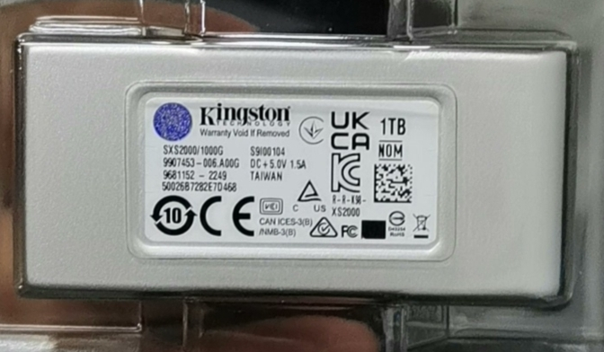 金士顿(Kingston) SXS2000便携式固态硬盘 PSSD移动迷你硬盘 1000G即1T晒单图