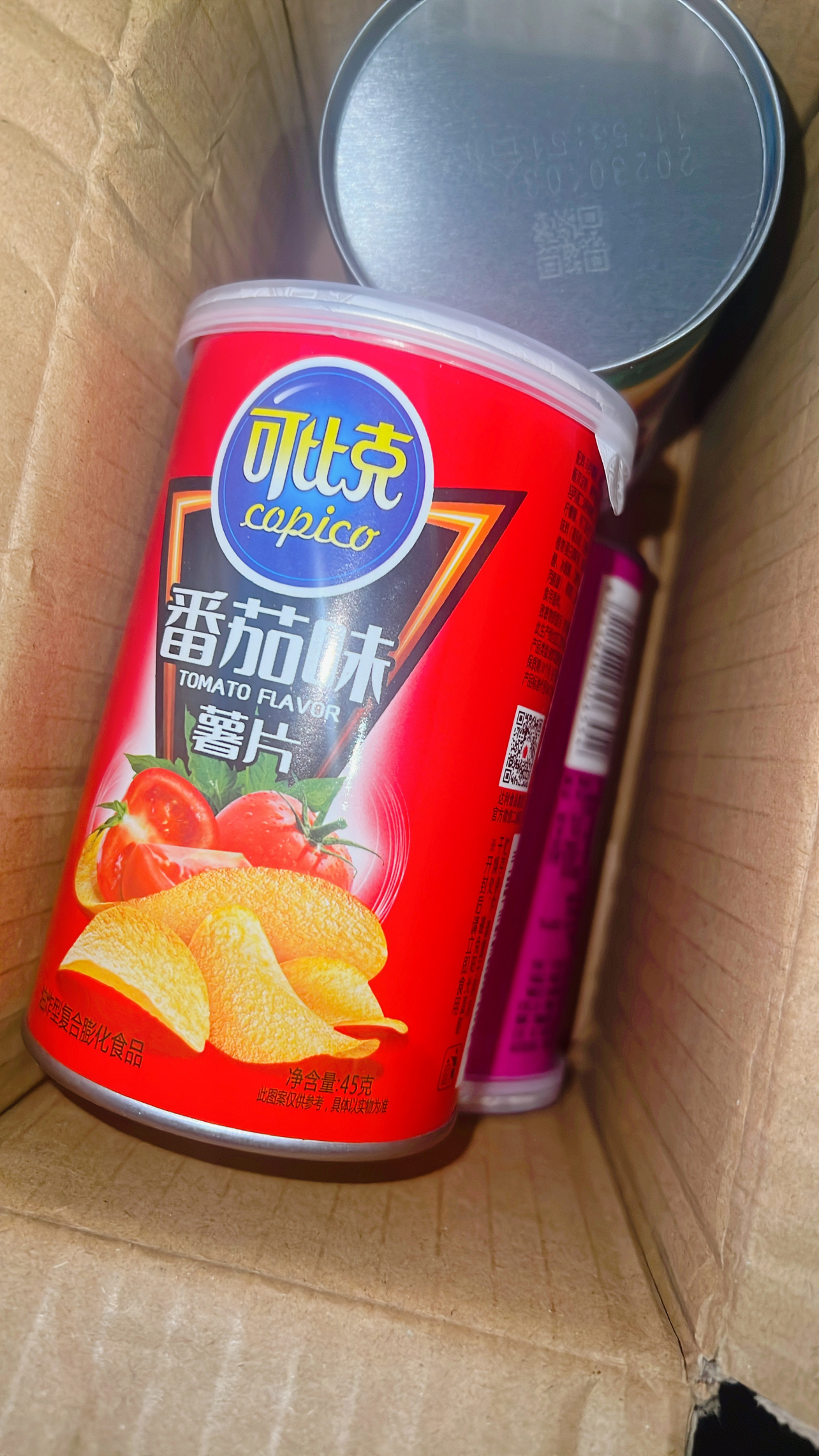 可比克罐装薯片膨化食品零食休闲办公室45g*3晒单图