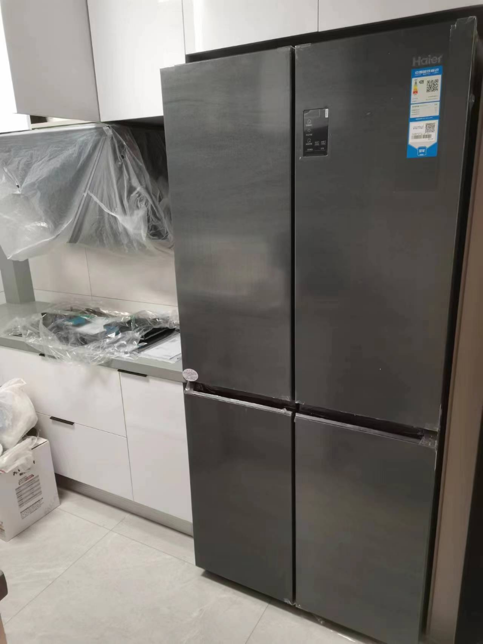 海尔冰箱478升十字门对开门四开门一级双变频风冷无霜干湿分储智能WIFI电冰箱晒单图