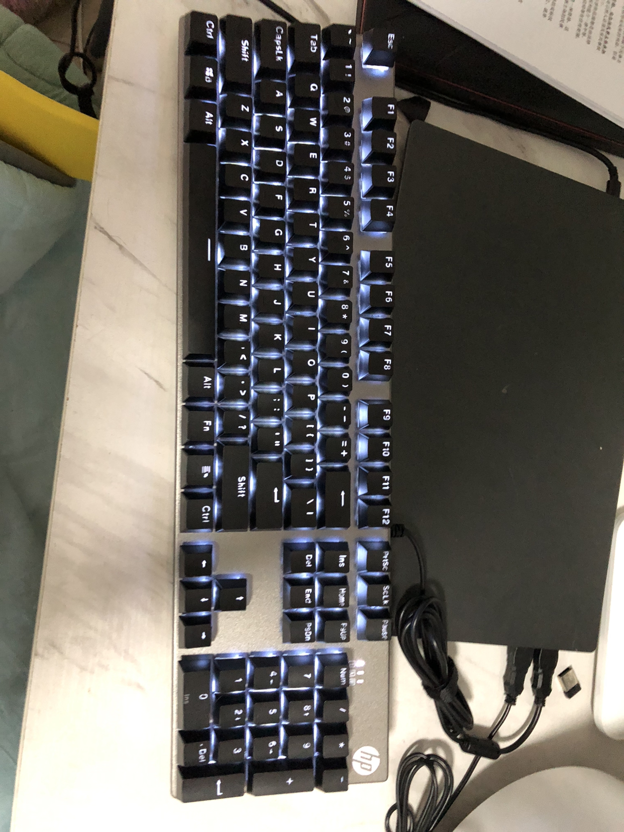 HP/惠普GK100 机械键盘游戏键盘吃鸡背光键盘笔记本办公网吧赛博朋克有线外接104全键白光青轴晒单图