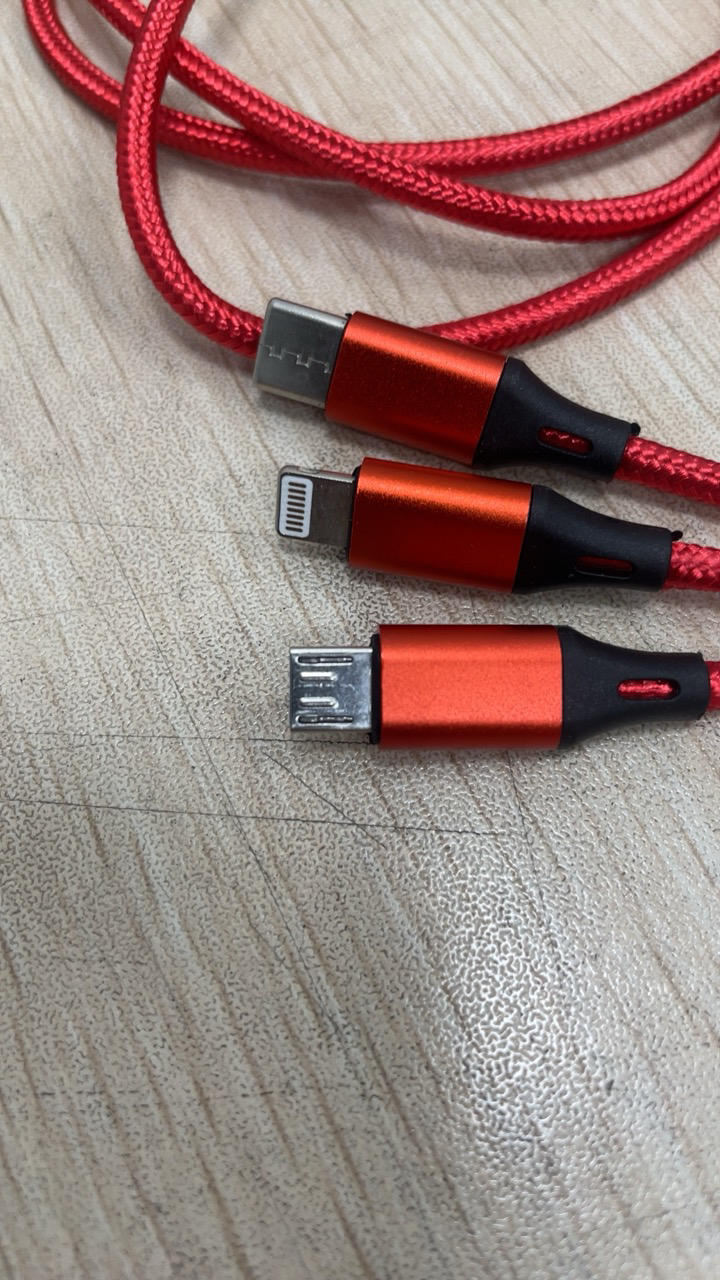 ESCASE 数据线三合一苹果充USB充电器线适用Type-c安卓iPhone14P华为Mate60/p60小米1米红色晒单图