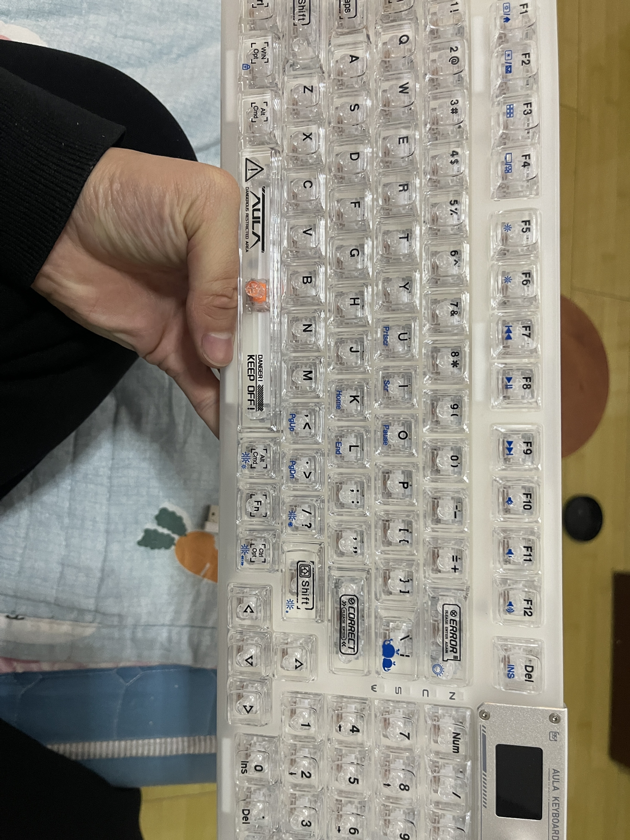 狼蛛F98PRO白色全透明无线蓝牙机械键盘带屏显客制化热插拔电脑笔记本平板通用冰魄轴晒单图
