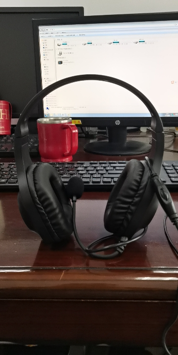 惠普(hp)电脑耳机头戴式立体声耳麦有线3.5mm双接口 办公会议学习网课 可弯曲麦克风 线控滚轮调音 DHH-1601晒单图