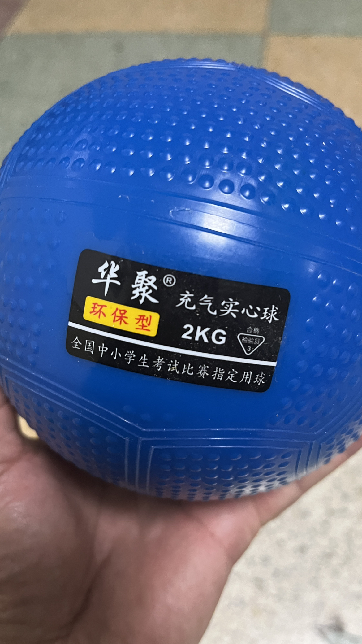 球铅球2公斤体育锻炼学生男女标准训练器材1kg充气 球2kg 蓝色2kg 球[无配件]晒单图