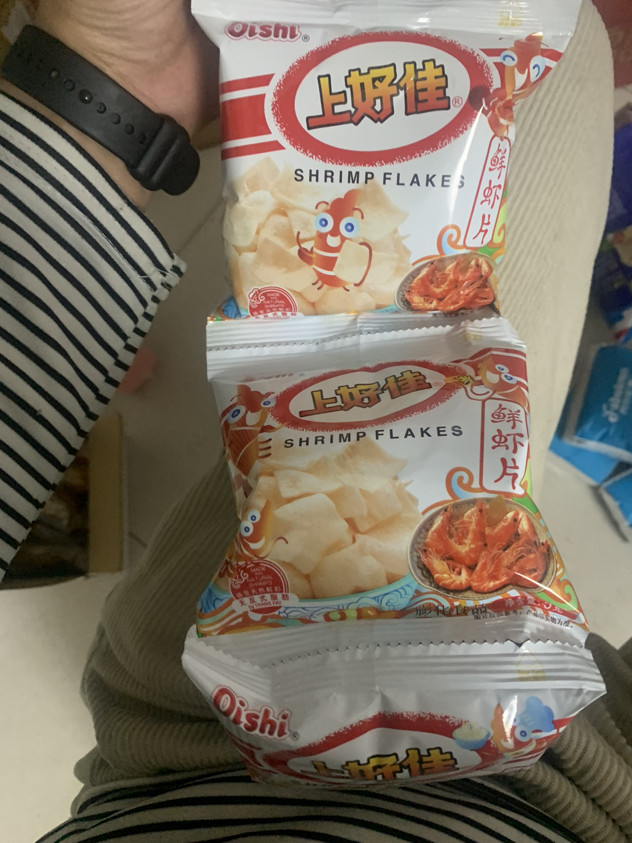 上好佳鲜虾片虾条薯片5g*5包解馋怀旧膨化小零食休闲食品小吃大礼包批发晒单图