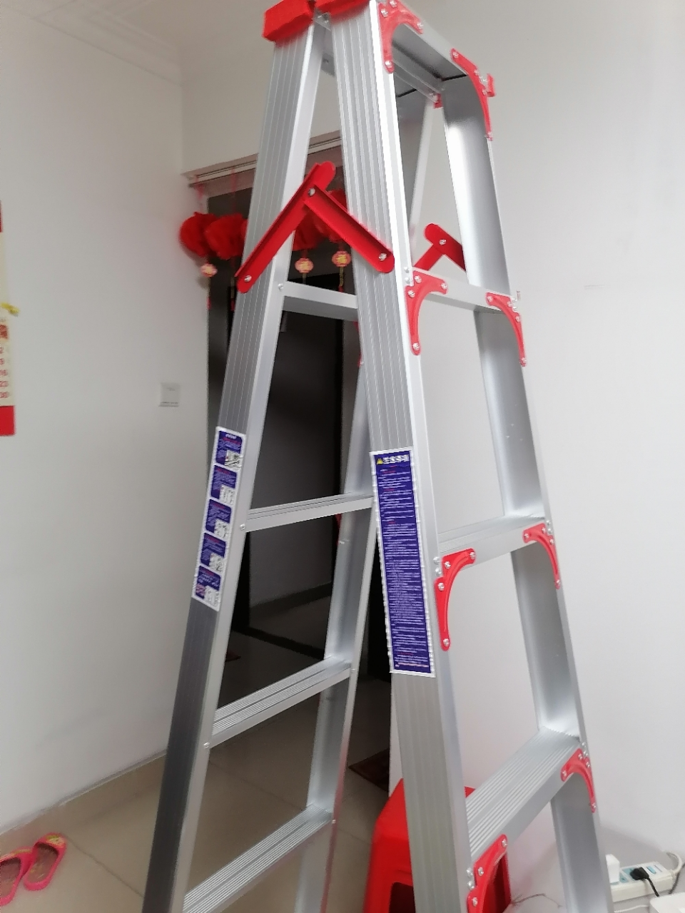加厚铝合金梯子人字梯家用纳丽雅折叠2米工程步梯爬梯室内登高便携楼梯 2.0米( 加固款)晒单图