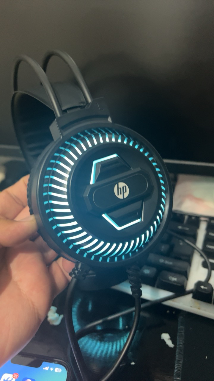 惠普(hp)头戴式耳机虚拟7.1声道立体声有线电脑USB接口发光电竞游戏耳麦降噪麦克风 蓝光灯效 DHE-8001U晒单图