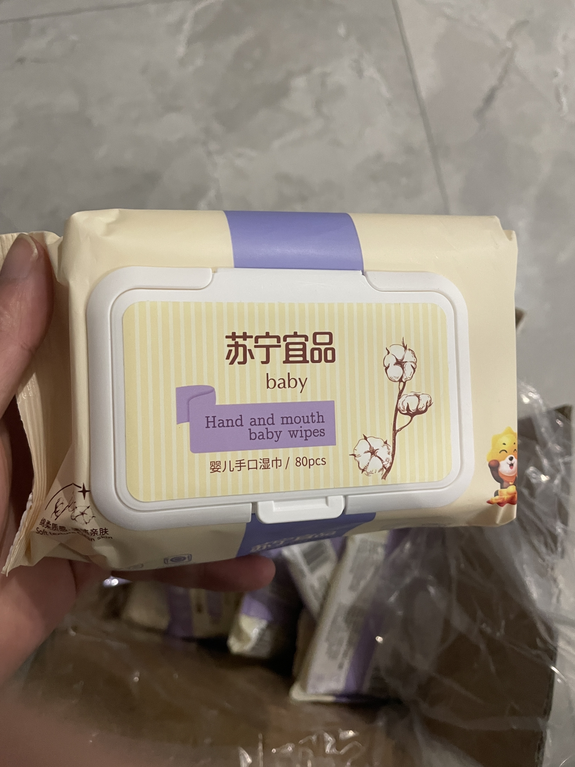 苏宁宜品婴儿手口湿巾宝宝湿巾80抽*6包+10抽*10包晒单图