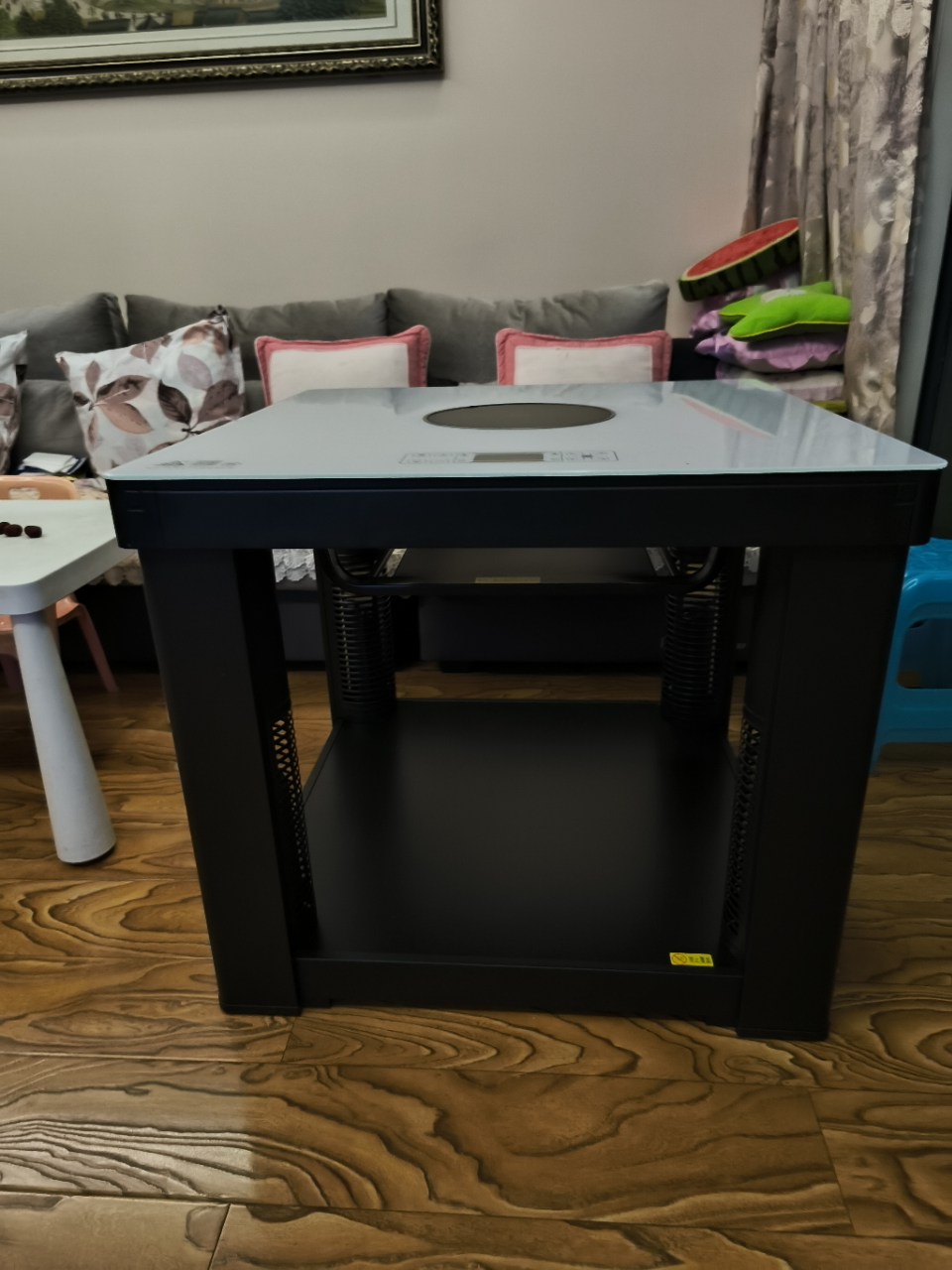 一均25款X21珍珠白80*80CM钢化玻璃电陶炉电暖炉取暖桌电暖桌升烤火桌家用电烤桌电炉桌正方形餐桌多功能取暖器晒单图