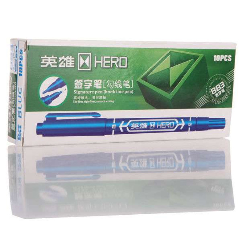 英雄（HERO）签字笔10支装-883（蓝）勾线笔高清大图