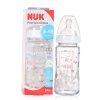 NUK耐高温240ML宽口玻璃彩色奶瓶（带2号硅胶中圆孔奶嘴)颜色图案随机发
