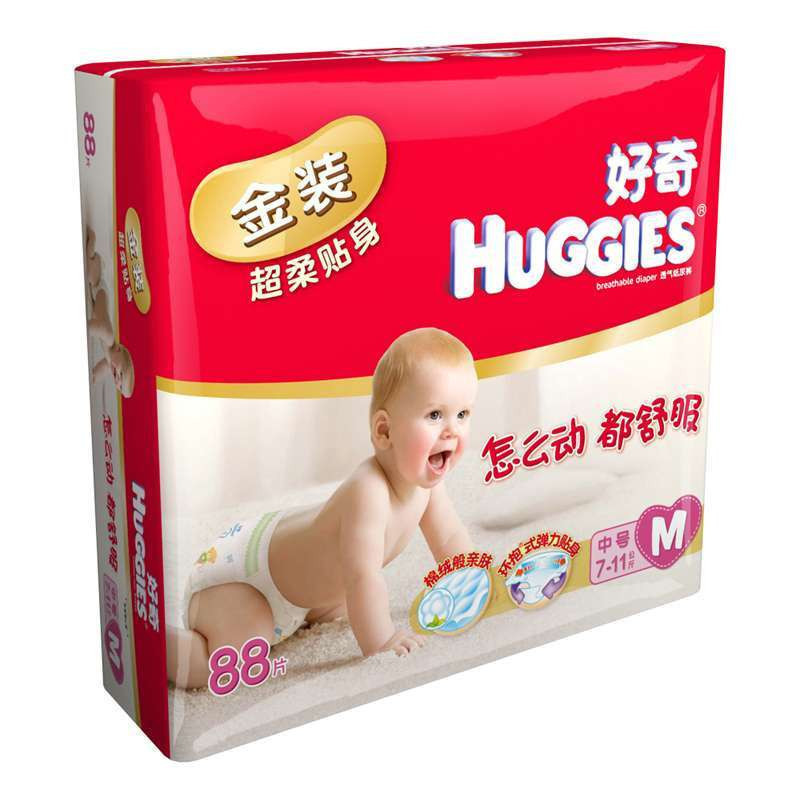 Huggies好奇金装超柔贴身纸尿裤 中号M88片 正品 包邮