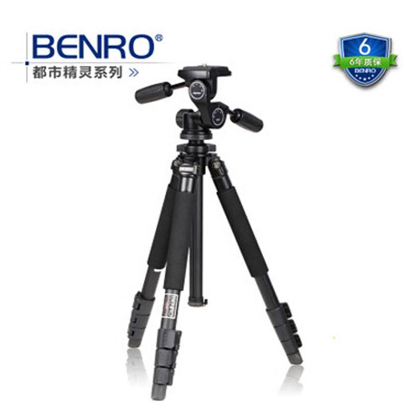 BENRO 百诺 A550FHD2 都市精灵 铝合金 扳扣式三维云台 单反 相机三脚架套装 折合高度579mm图片
