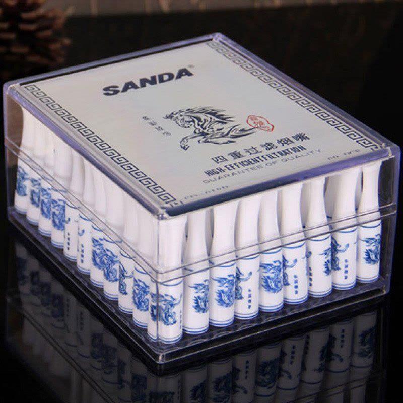 SANDA三达四重过滤烟嘴 抛弃型过滤焦油烟具 青花瓷 99支装图片