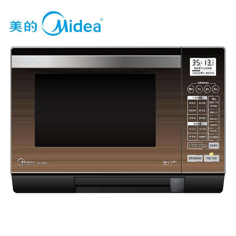 美的(Midea) 微波炉 X5-251B 金色 25L平板 直喷蒸汽 光波烧烤 智能