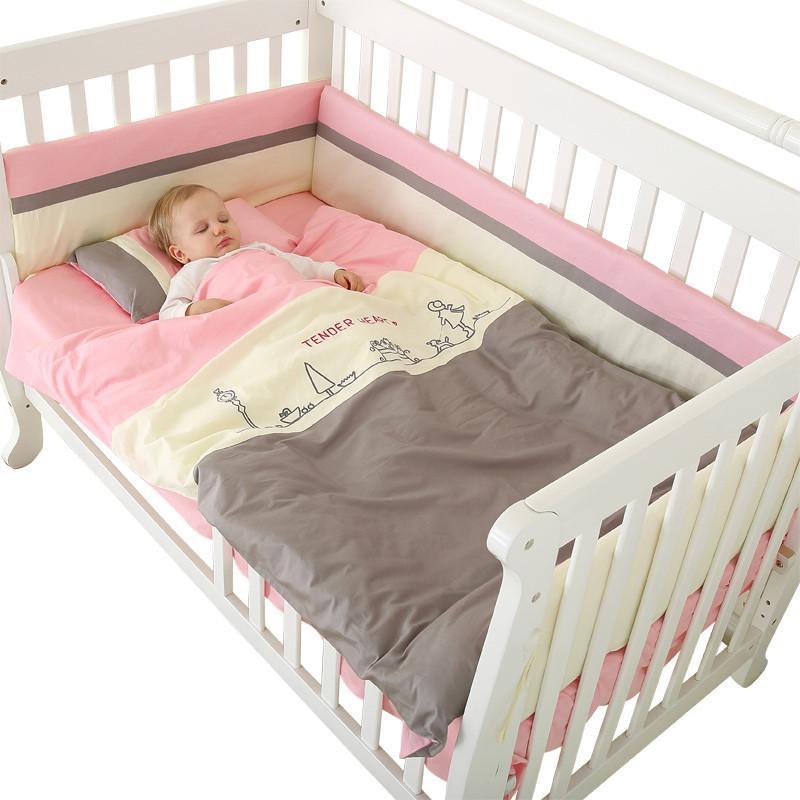 [苏宁自营]龙之涵婴儿床上用品全棉大套件 宝宝婴儿床床品床围60*105