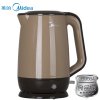 美的(Midea)WHP1701b 外塑内钢双层无缝防烫进口温控1.7L保温电热水壶电水壶 咖啡色