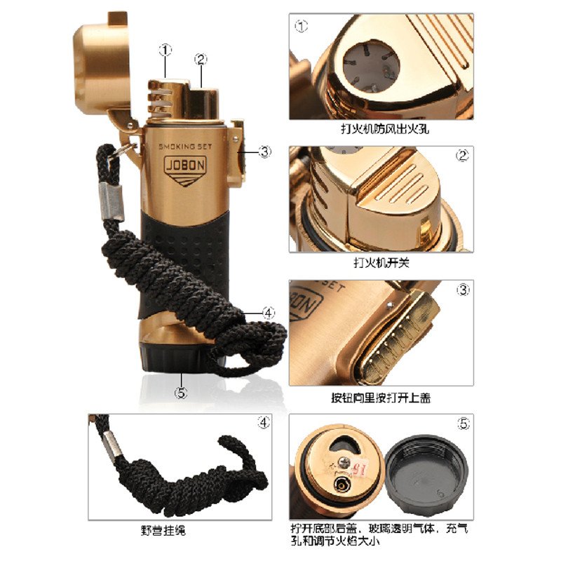 中邦JOBON个性打火机 气体 直冲 蓝火创意烟斗火机烟具 野营点火器 ZB-921高清大图