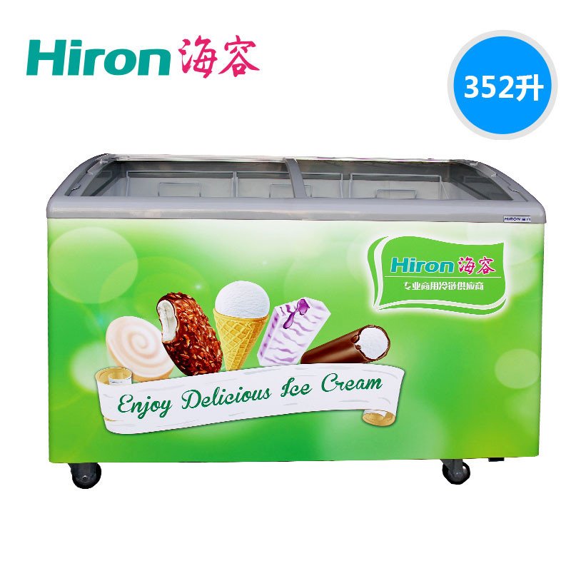 海容(hiron)SD-352卧式弧形玻璃门雪糕冰柜 冷冻冷柜商用冷柜 速冻冰柜352升