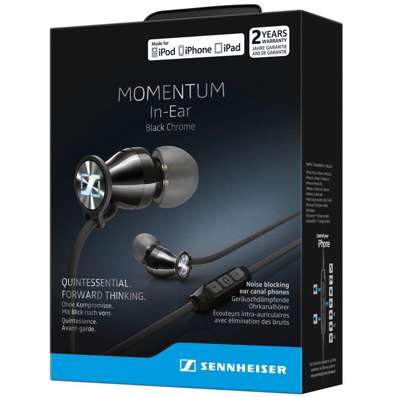 森海塞尔(Sennheiser) MOMENTUMIn-EarI 馒头入耳式耳机 BlackChrome 黑铬色 苹果版图片