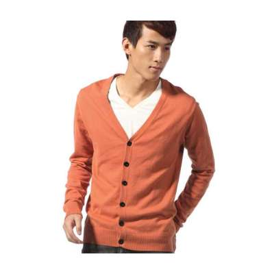 MR.ZERO零号男 男士纯色V领针织衫外套 BCD0022 0703 橙色(L)