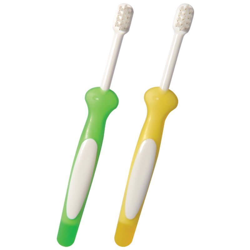 贝亲训练牙刷三阶段2只装(绿色+黄色)图片