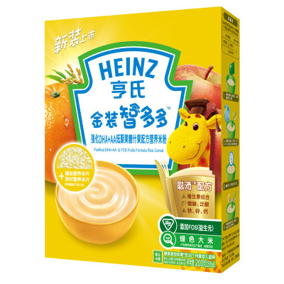 Heinz亨氏金装智多多强化DHA+AA低聚果糖什果配方营养米粉200g 宝宝辅食